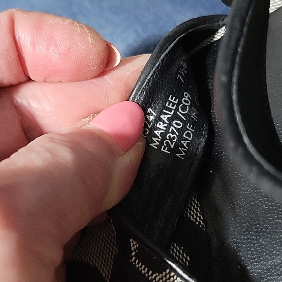 Coach Signature C's 7 1/2 B Maralee Black Platform Wedge Sandals - Picture 9 of 10